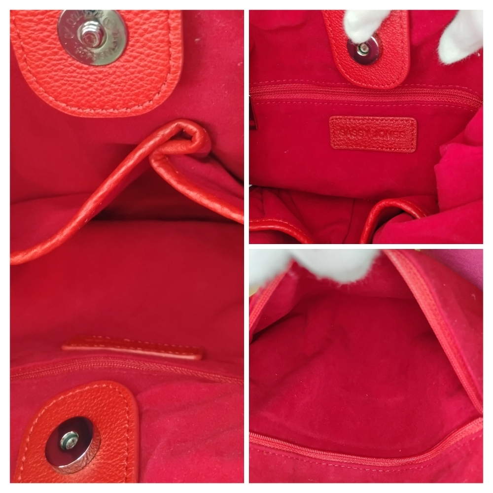 NWT Sassy Jones Leather Bag - Red Dina Pebbled Leather Fringe Crossbody Hobo - Picture 8 of 13